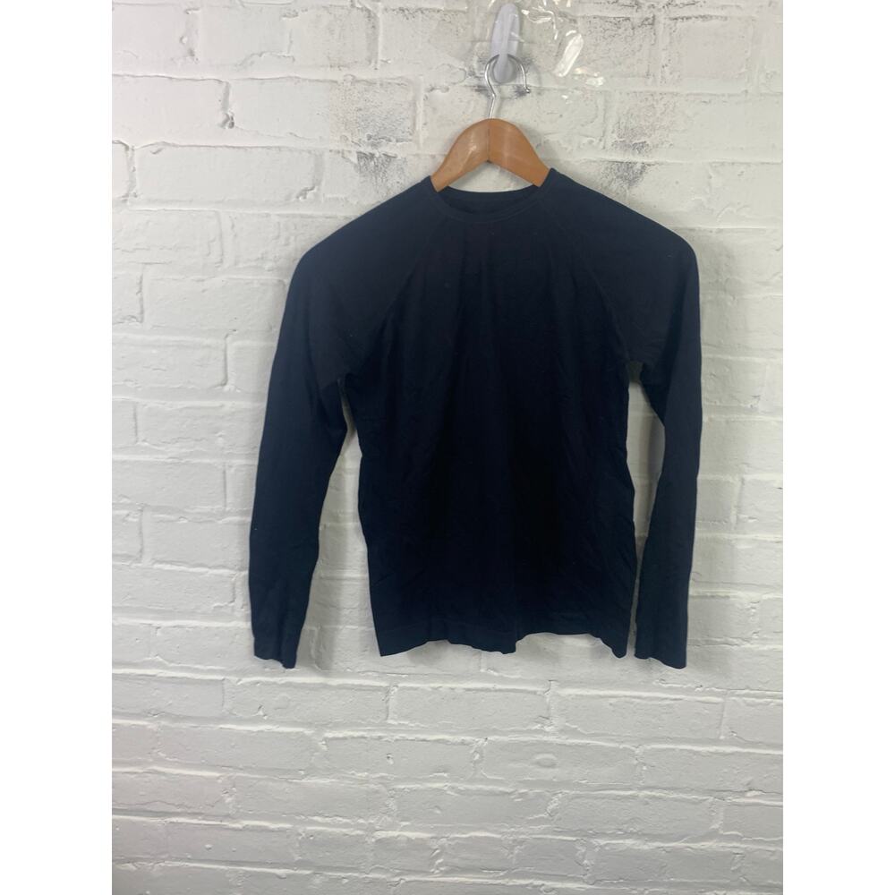 Athleta Women's Crew Neck Pullover T-Shirt Long Sleeve Regular Fit Black Size S